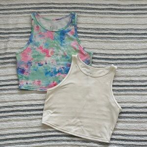 Fleo Colorful Tie-Dye and Off White Lot of 2 Medium Tank Tops